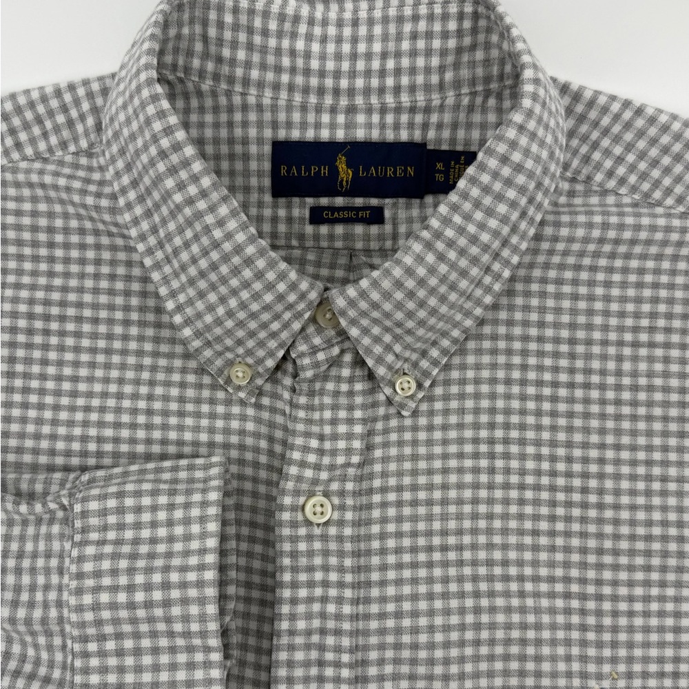 Ralph Lauren Men's XL/TG Gray button up Plaid Shirt